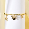 Brass Micro Pave Clear Cubic Zirconia Charm Bangles for Women BJEW-Z089-04P-2