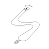 Non-Tarnish 304 Stainless Steel Oval with Hollow 7 Pendant Necklaces NJEW-N055-04P-2