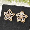 Flower Brass Micro Pave Cubic Zirconia Stud Earrings for Women EJEW-G428-28C-02-3