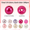 1000Pcs 10 Colors Baking Paint Pearlized Glass Imitation Pearl Round Beads HY-SP0001-01B-2