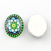 Geometric Flower Pattern Glass Oval Flatback Cabochons for DIY Projects X-GGLA-R022-35x25-80-2