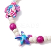 Starfish & Turtle Synthetic Turquoise Dyed Beads Stretch Bracelets for Women BJEW-JB11920-04-4