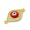 Rack Plating Real 18K Gold Plated Brass Micro Pave Clear Cubic Zirconia Connector Charms ZIRC-L102-02G-3