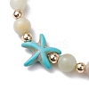 Natural Flower Amazonite Round Beaded Braided Bead Bracelets BJEW-JB10692-03-3
