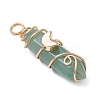 2Pcs 2 Styles Natural Green Aventurine Double Terminated Pointed Pendants PALLOY-JF03122-02-4