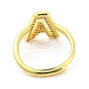 Mixed Color Enamel Initial Letter Adjustable Ring with Clear Cubic Zirconia RJEW-P045-01G-A-3