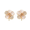 Brass Micro Pave Cubic Zirconia Stud Earrings Findings EJEW-B063-02G-1