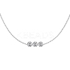 Clear Cubic Zirconia 3 Flat Round Link 925 Sterling Silver Cable Chain Necklaces for Women NJEW-S457-08P-2