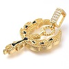 Brass Micro Pave Clear Cubic Zirconia Enamel Pendants KK-S049-29G-2