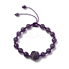 Adjustable Natural Amethyst Beads Braided Bead Bracelets for Women BJEW-L713-A06-4