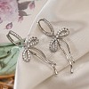 Bowknot Brass Micro Pave Clear Cubic Zirconia Hoop Earrings for Women LS-EJEW-A110-03P-1