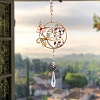 Wire Wrapped Natural Gemstone Beads & Metal Dragonfly Hanging Ornaments PW-WG454D0-01-3