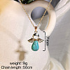 European Synthetic Turquoise with Alloy Wings Angel Pendant Necklaces for Women WH2548-3-2