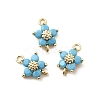 Brass Pave Cubic Zirconia Flower Links Connector Charms KK-H089-34G-04-1
