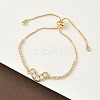 Heart Brass Micro Pave Cubic Zirconia Slider Bracelets BJEW-K248-02G-1
