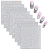 8 Sheets 4 Styles Laser Heart Pattern Nail Art Sticker DIY-CY0001-90-1