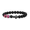 Cross Natural Obsidian & Dyed Tiger Eye Stretch Bracelet LS-HU1552-1-1