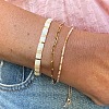 3Pcs 3 Styles 304 Stainless Steel Paperclip Chain Bracelets & Glass Seed Bead Stretch & Slider Bracelets for Women SL8246-1-1