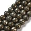 Natural Pyrite Beads Strands G-S265-03-8mm-5