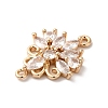 Brass Pave Clear Glass Connector Charms X-KK-C062-069G-2