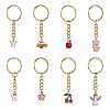 8Pcs Alloy Enamel Pendants Keychain KEYC-SW00003-02-1