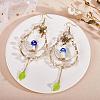 Natural Quartz Crystal Chips Beaded Big Teardrop Dangle Earrings EJEW-SW00016-01-4