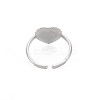 Non-Tarnish 304 Stainless Steel Heart Open Cuff Ring for Women RJEW-S405-219P-2
