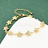 Windmill Brass Micro Pave Clear Cubic Zirconia Link Chain Bracelets for Women BJEW-A090-04G-1
