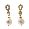 Natural Pearl Dangle Ear Studs EJEW-L099-01G-4