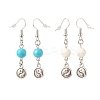 2Pair 2 Style Synthetic Turquoise & Howlite with Yin Yang Long Dangle Earrings EJEW-JE04962-03-2