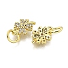 Clover Brass Micro Pave Clear Cubic Zirconia Pendants KK-K300-10G-2