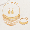Simple and Stylish 18K Gold Plated Brass Coin Necklace & Dangle Earrings & Bracelet Set for Women MD1879-1