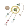 Glass Beads Wire Wrapped Brass Christmas Tree Pendant Decoration X1-HJEW-TA00235-3