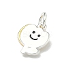 925 Sterling Silver Black Enamel Smiling Face Flower Charms STER-A051-02A-2
