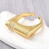 Brass Micro Pave Cubic Zirconia Adjustable Open Cuff Rings for Women RJEW-K292-10G-2