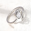 Brass Micro Pave Cubic Zirconia Cuff Open Rings for Women RJEW-L343-01P-02-2