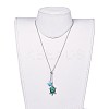 Tortoise Brass Natural & Synthetic Mixed Stone Lariat Necklaces NJEW-JN02456-6