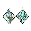 304 Stainless Steel Pave Natural Paua Shell Pendants X-STAS-Z125-01D-P-1