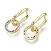 Brass Micro Pave Cubic Zirconia Dangle Huggie Hoop Earrings KK-R137-021B-NF-3
