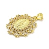 Virgin Mary Theme Rack Plating Brass Micro Pave Cubic Zirconia Pendants KK-C074-23G-02-2