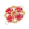Electroplate Glass Beaded Flower Connector Charms PALLOY-MZ01297-03-2