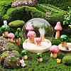 4 Sets 2 Colors Mini Mushroom Wood Display Ornaments AJEW-CP0005-44-4