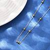 304 Stainless Steel 3MM Round Bead Cable Chain Necklaces for Women NJEW-G177-03B-GP-3