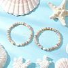 2Pcs Natural Cultured Freshwater Pearl & Shell & Brass Spacer Beads Stretch Bracelets for Women BJEW-JB11874-1