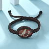Adjustable Oval Natural Red Jasper Braided Bead Bracelets BJEW-H626-02-13-2