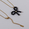 Glass Beaded Bowknot Pendant Necklaces LG8345-2-2