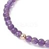 5Pcs 5 Style Natural Amethyst & Brass Beaded Stretch Bracelets Set for Women BJEW-JB09663-01-4