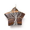 Natural Tiger Eye Pendants G-D458-04P-03-RS-3