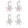 2 Pairs 2 Colors Cubic Zirconia Flower Hoop Earrings EJEW-FI0001-23-1