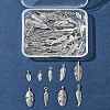 60Pcs Tibetan Style Alloy Feather Pendants TIBEP-FS0001-21-10